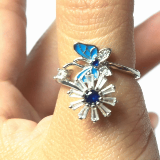 You're Always in my Heart Butterfly & Flower Rotating Ring