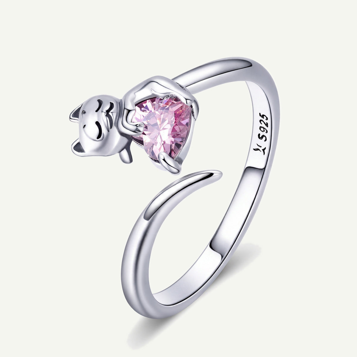 Cat Heart S925 Sterling Silver Ring
