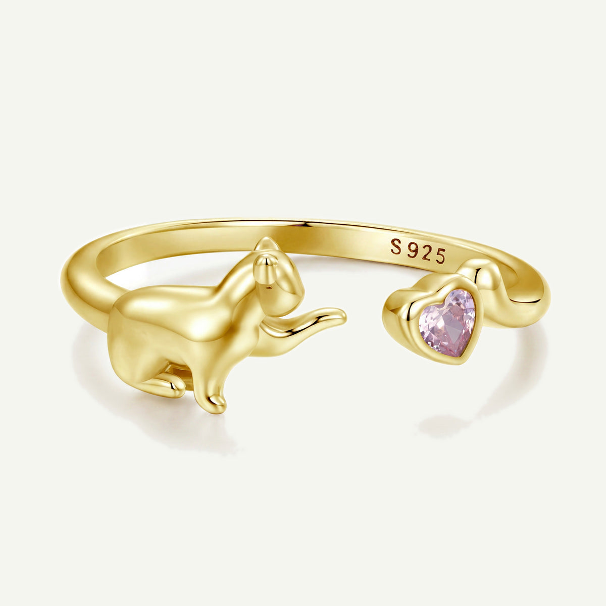 Cat Heart S925 Sterling Silver Ring