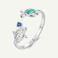 Aqua Turtle 925 Sterling Silver Ring