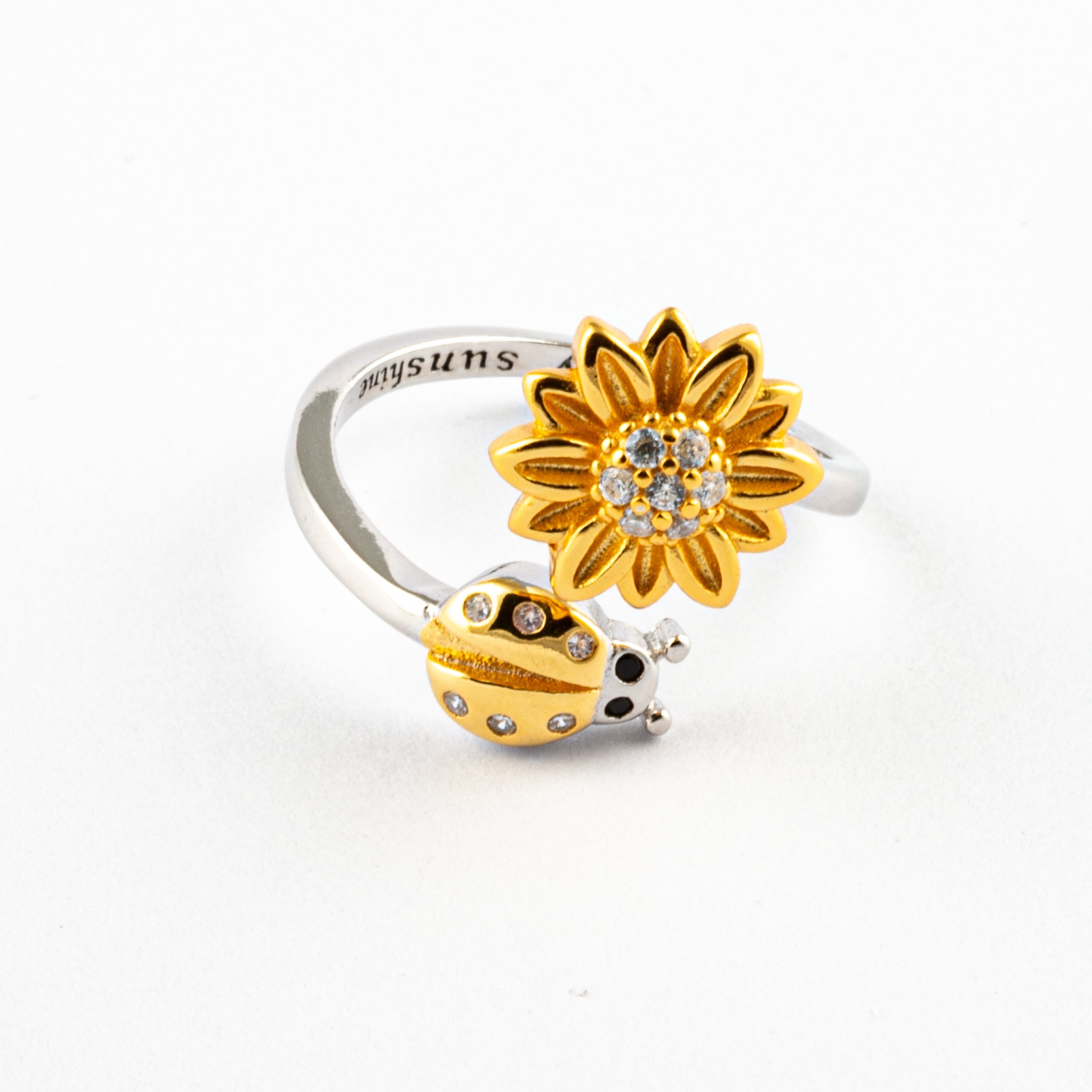 You Are My Sunshine S925 Silver Ladybug Anti-Stress Ring