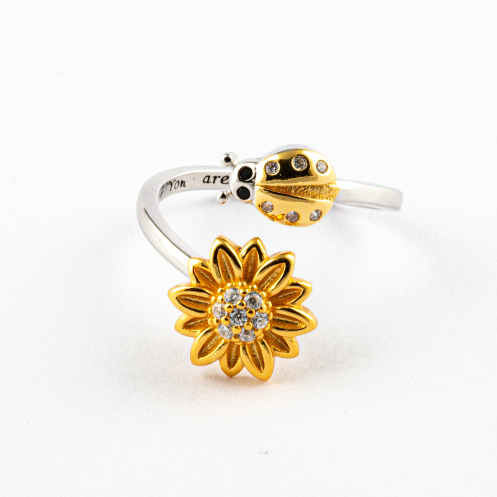 You Are My Sunshine S925 Silver Ladybug Anti-Stress Ring