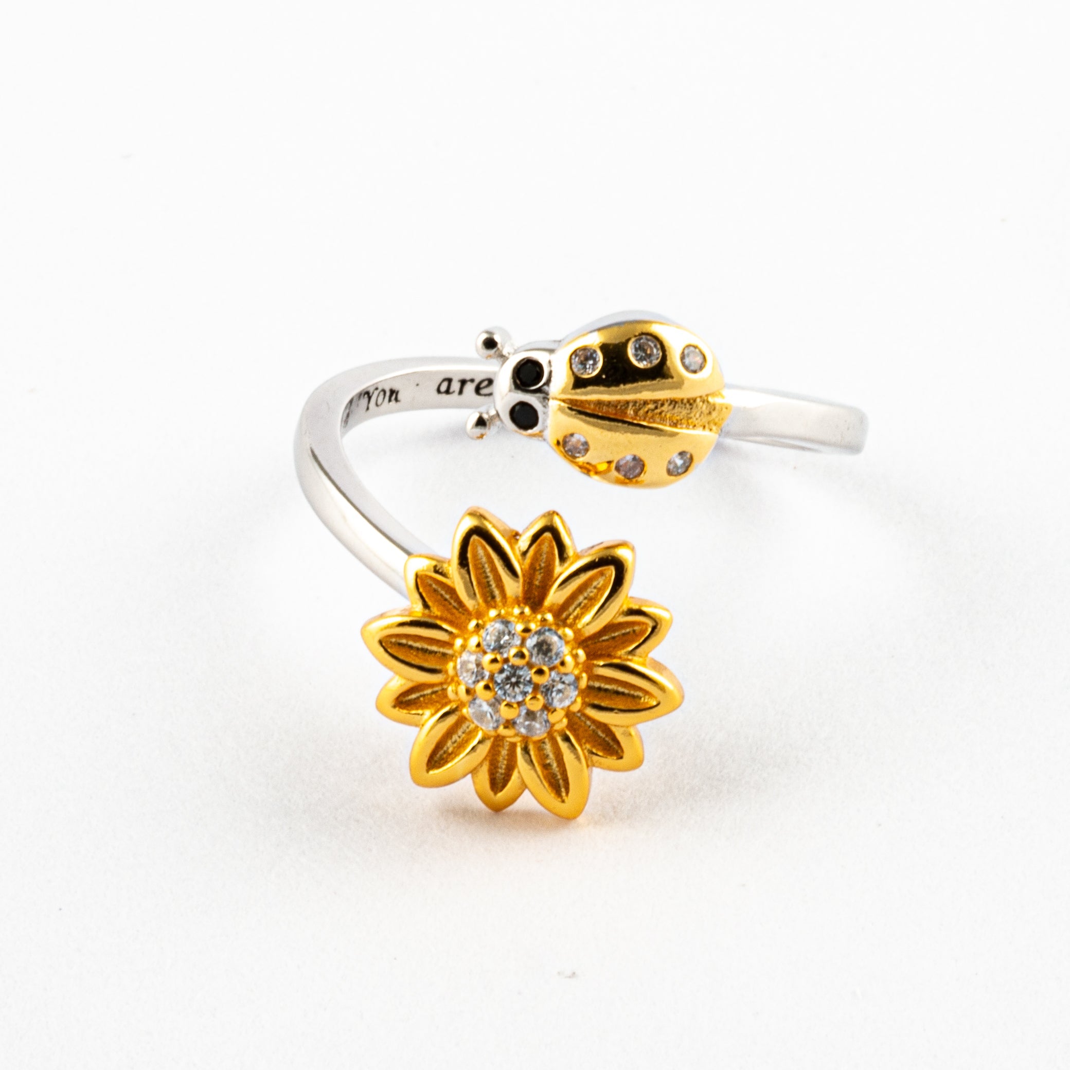 You Are My Sunshine S925 Silver Ladybug Anti-Stress Ring