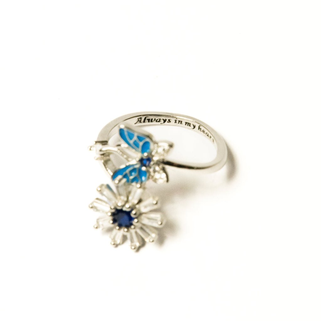 You're Always in my Heart Butterfly & Flower Rotating Ring
