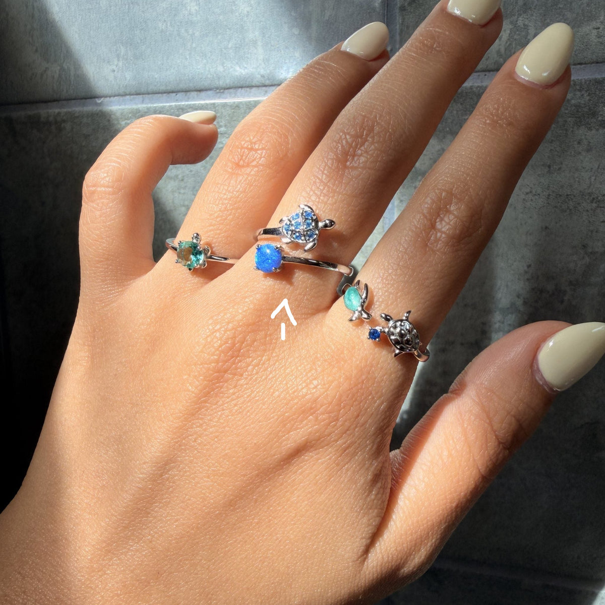 Aqua Turtle 925 Sterling Silver Ring
