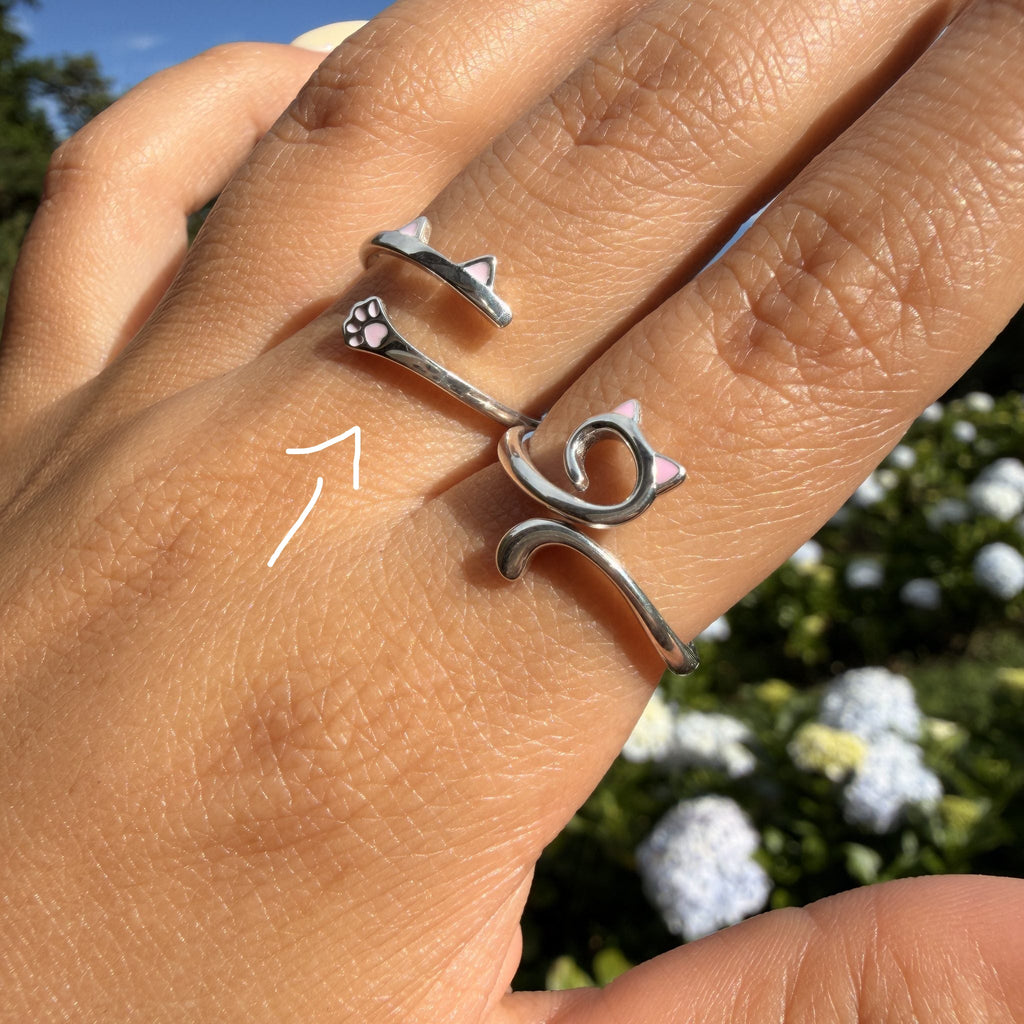 Cat Ears and Paw S925 Sterling Silver Ring