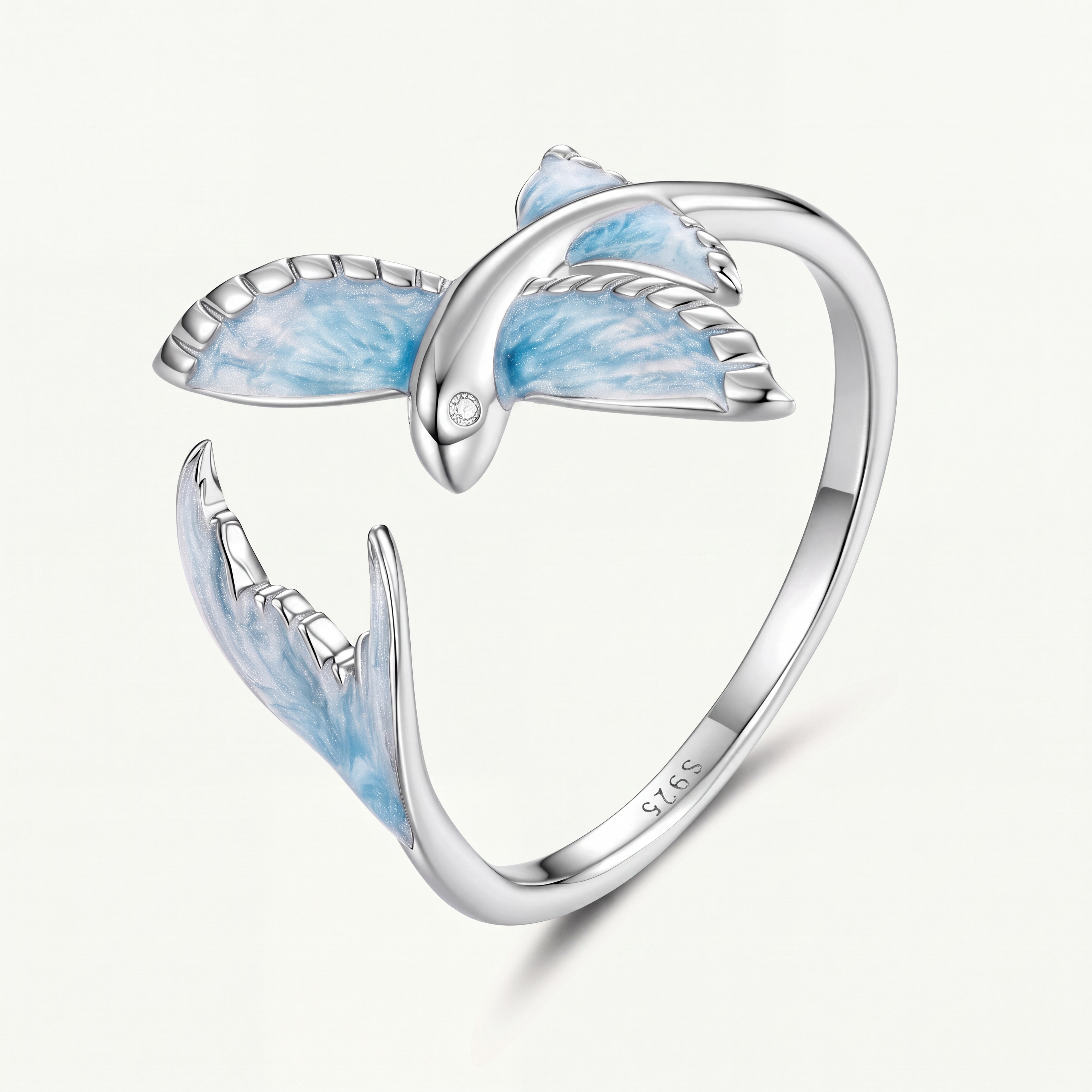 Sterling Silver Flying Fish Open Ring