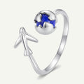 S925 Sterling Silver Plane Open Adjustable Ring
