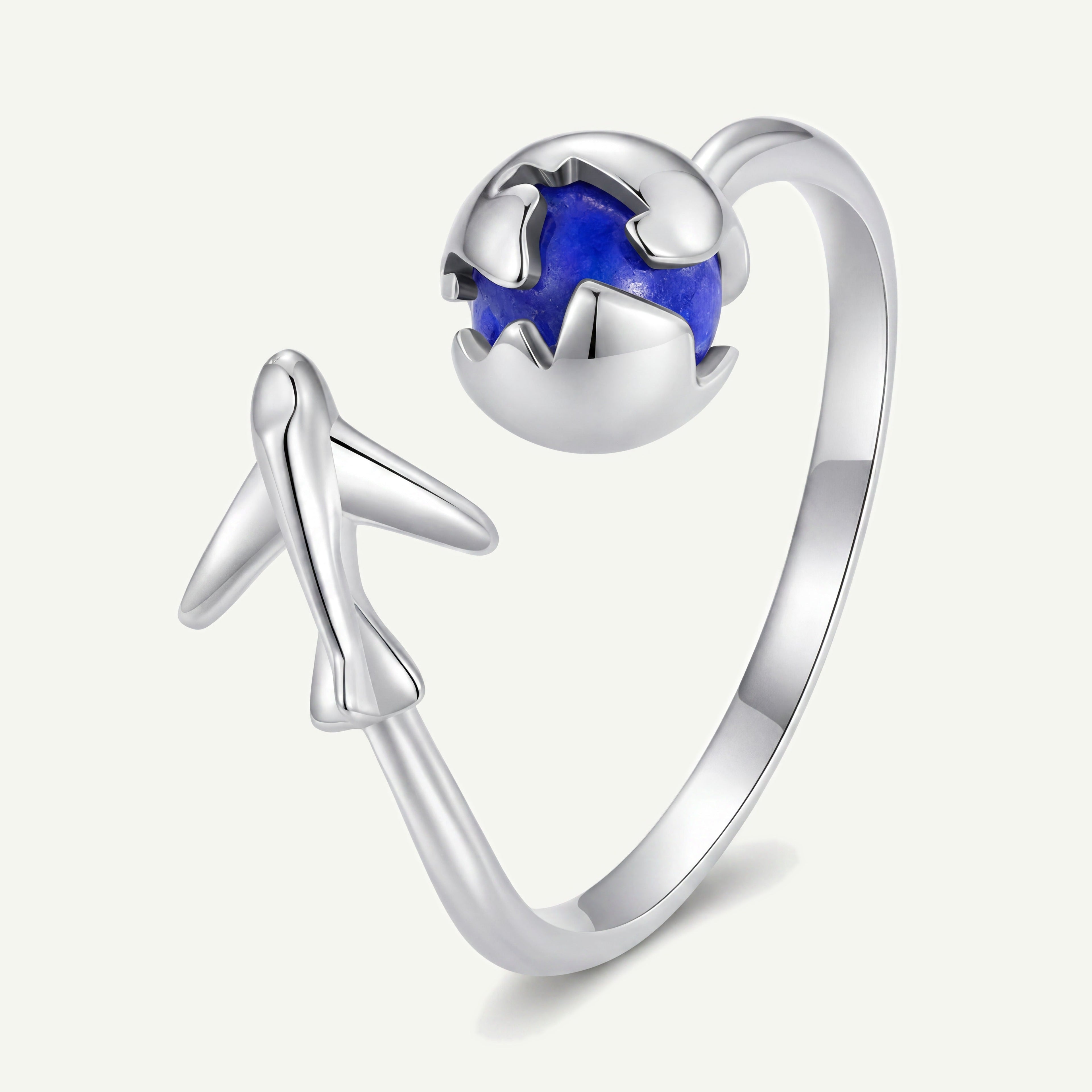 S925 Sterling Silver Plane Open Adjustable Ring