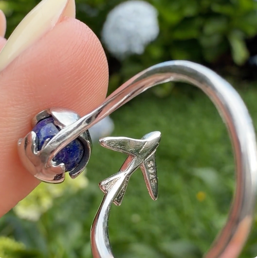 S925 Sterling Silver Plane Open Adjustable Ring