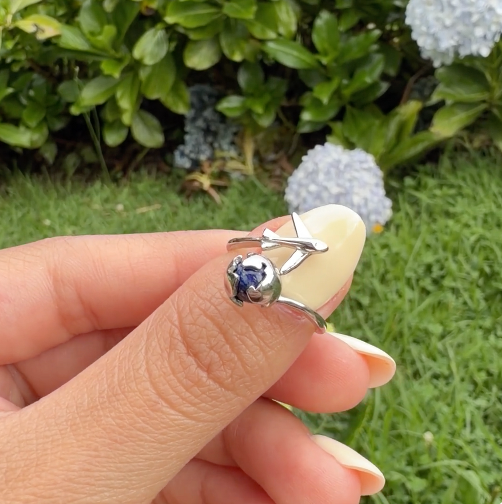S925 Sterling Silver Plane Open Adjustable Ring