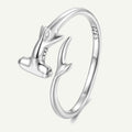 S925 Sterling Silver Hammerhead Shark Open Ring