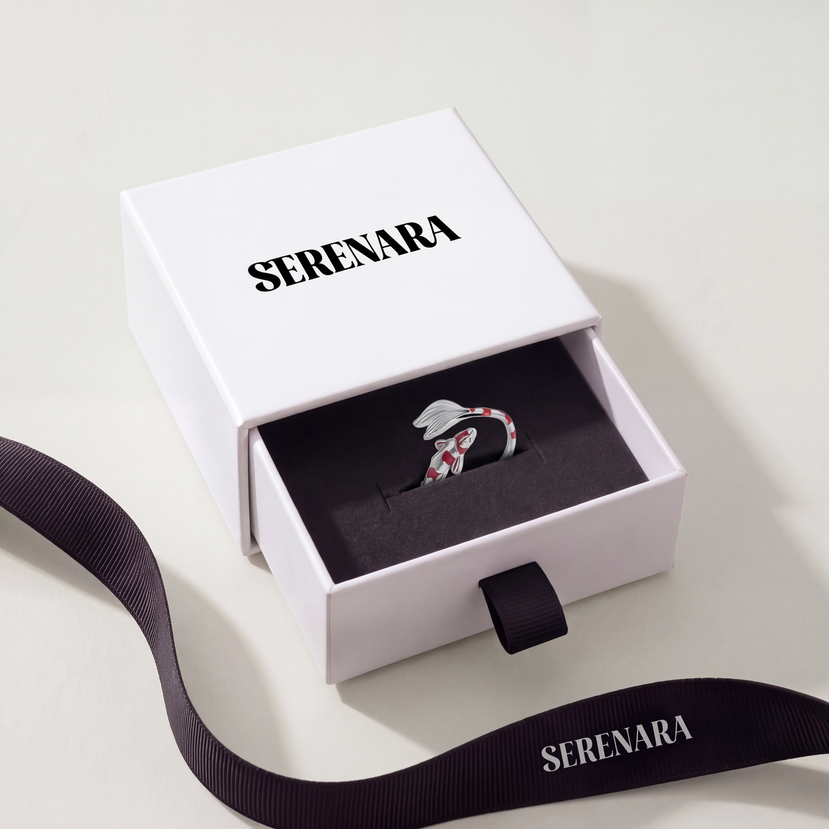 Koi Lucky Fish S925 ring in Serenara gift box