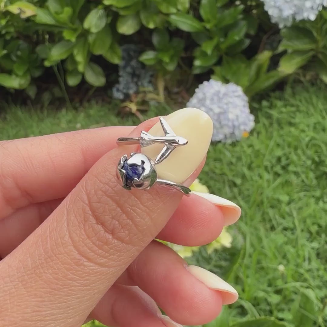 S925 Sterling Silver Plane Open Adjustable Ring