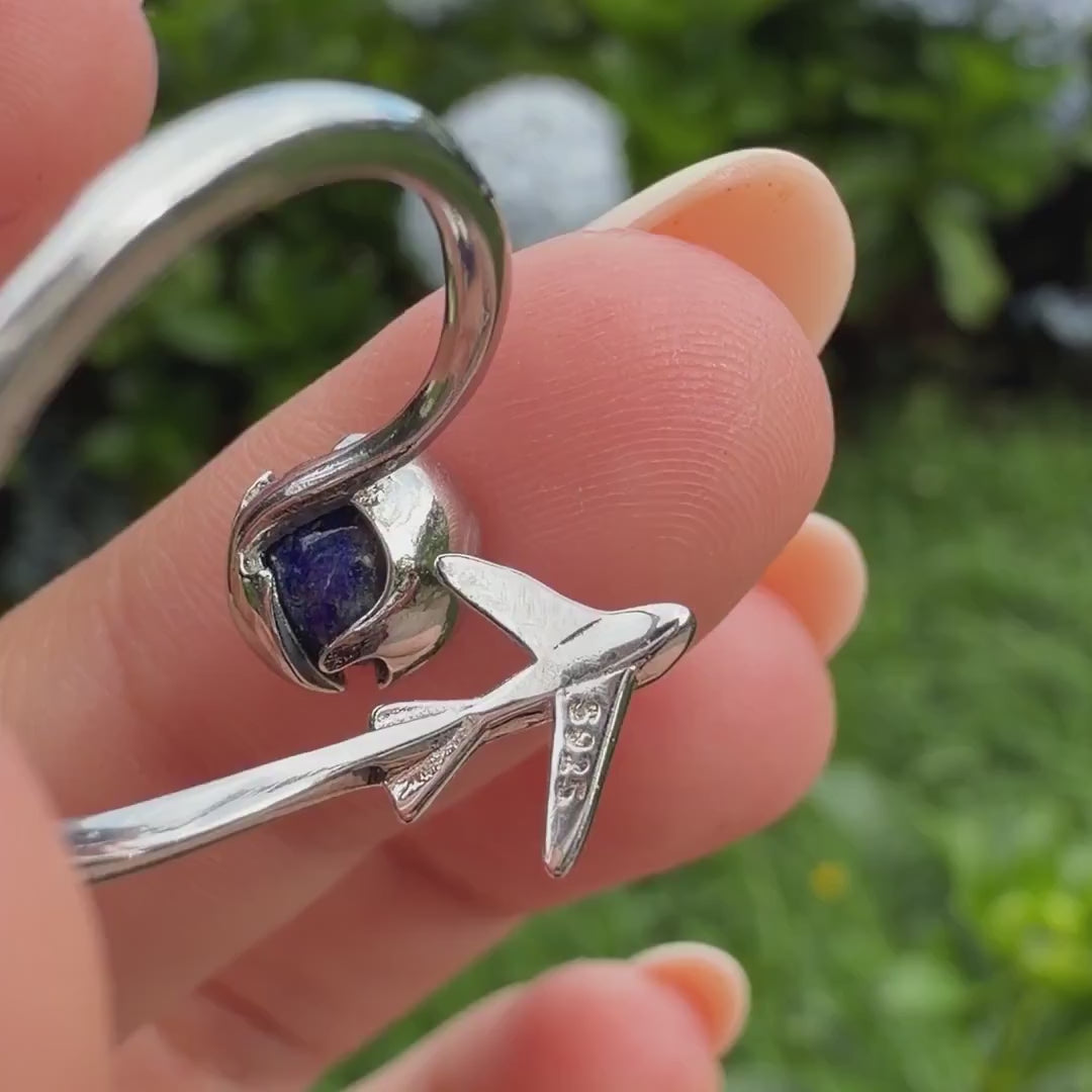 S925 Sterling Silver Plane Open Adjustable Ring