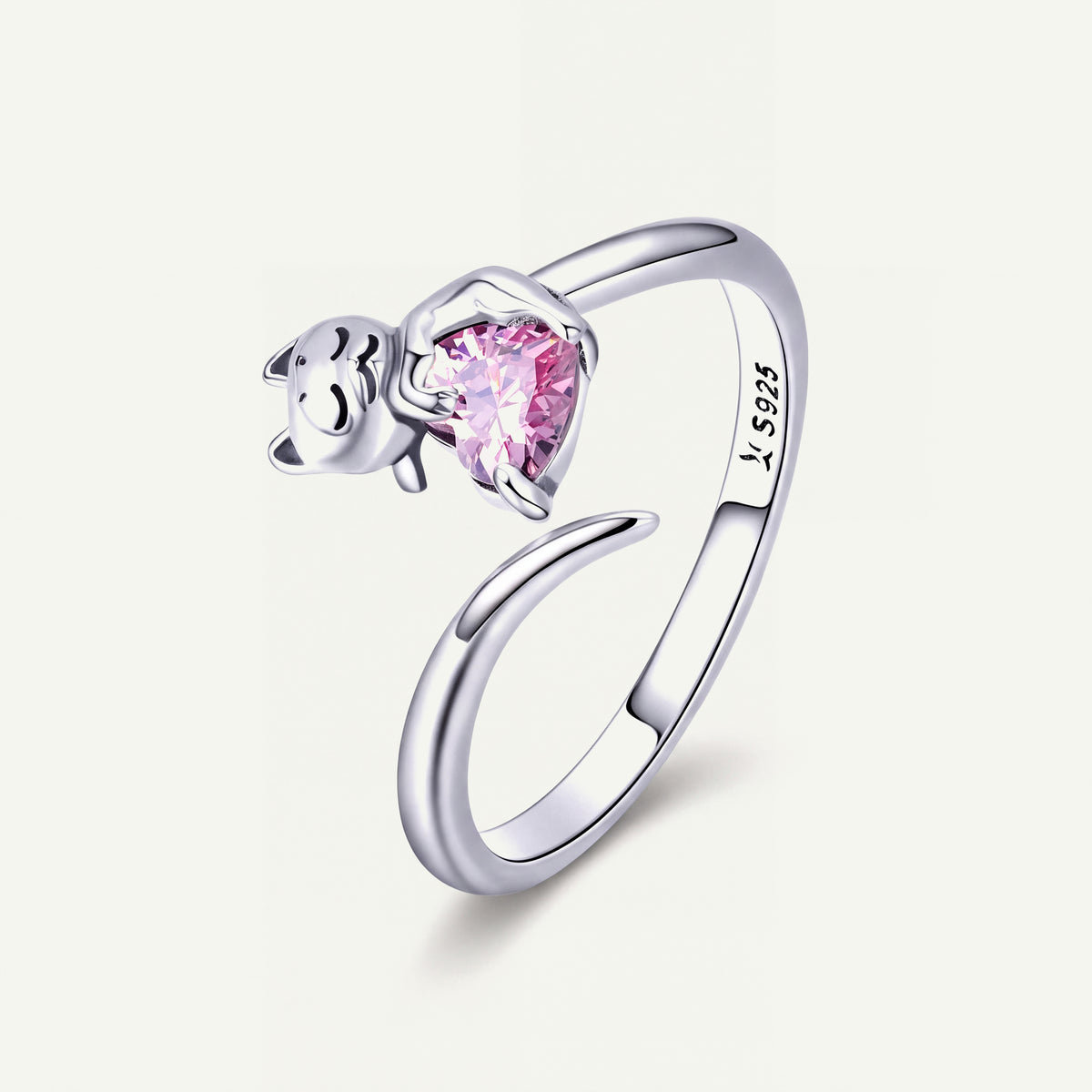 Cat Heart S925 Sterling Silver Ring – alternate view 1